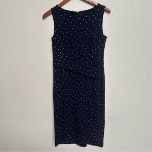 Ann Taylor Women’s Navy Dress with Red Polka Dots Size 2 Career Office Dressy